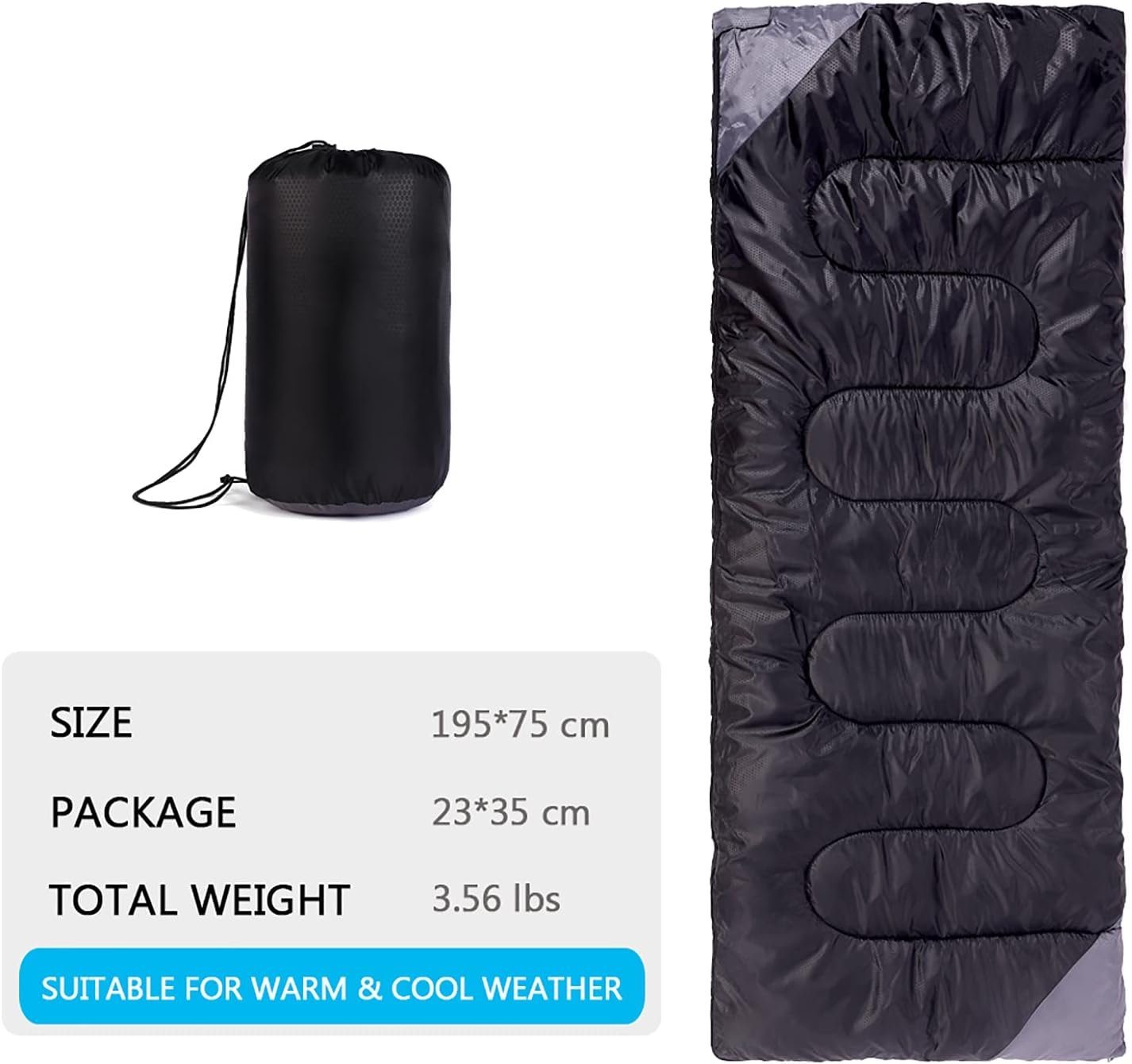 Camping Sleeping Bag for Adults Boys and Girls,Cold and Warm Weather-Summer, Spring, Fall, Lightweight, Waterproof Compact Bag for Camping Gear Equipment, Traveling, and Outdoors - Image 2