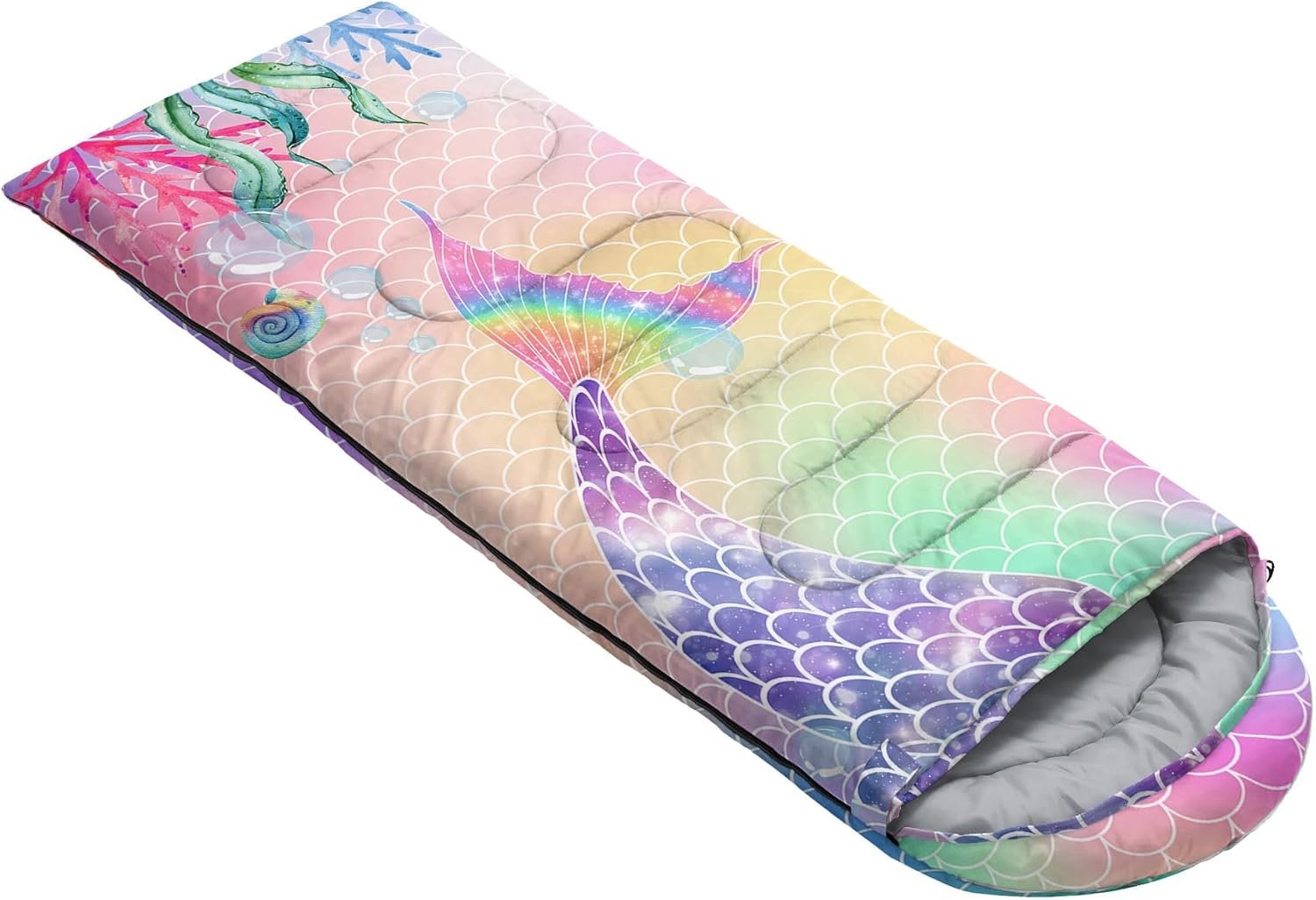 Kids Sleeping Bag for Boys Girls,Rocket Moon Print-Lightweight Warm Portable Outdoor Indoor-Waterproof Cold Weather Resistant Sleeping Bag for Camping Hiking - Image 2