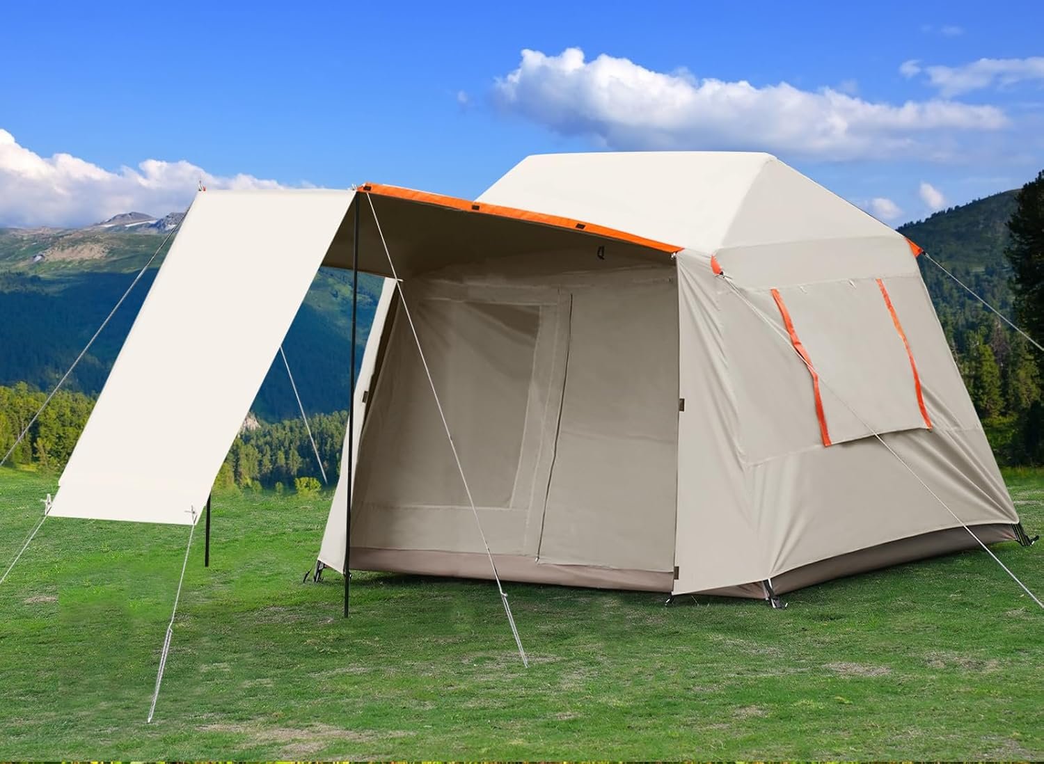 Camping Tent 2-4 Seats with Moisture Proof Cushion Pop Up Tent Ultralight UV Protected Waterproof Insulated for Backpacking, Hiking and More