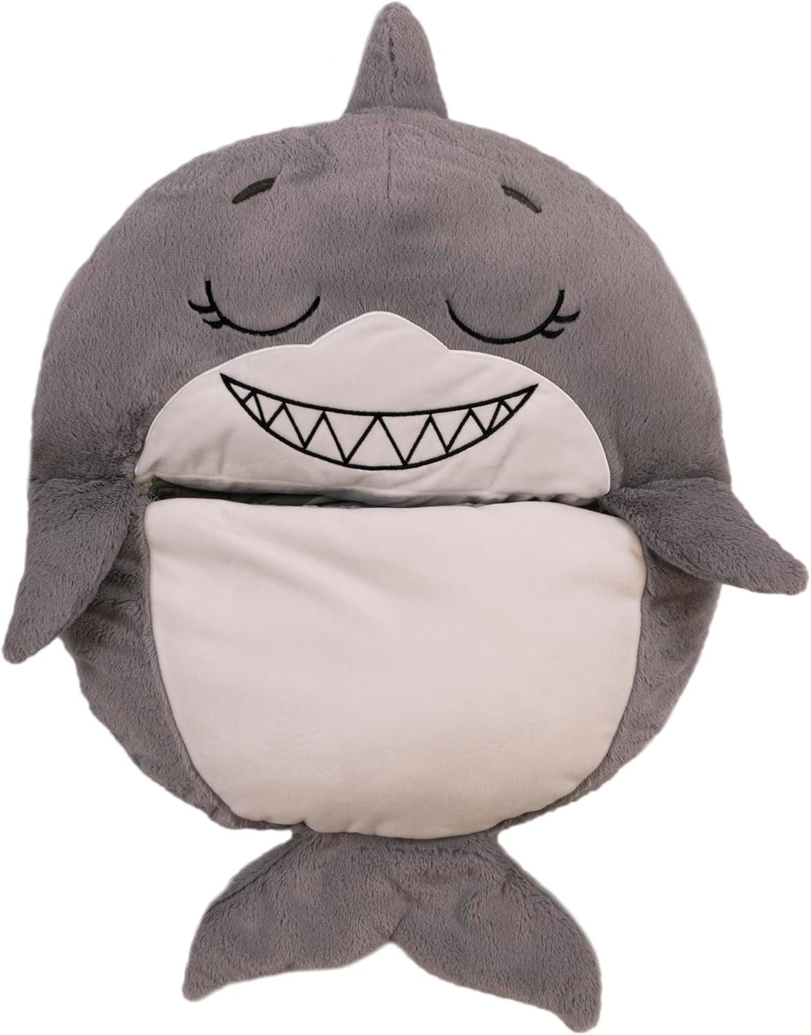 Pillow & Sleepy Sack Medium - Grey Shark - 54 x 20inches, 2-in-1:Plush Animal Opens Into Sleeping Bag, Soft Play & Nap Character, Kids 3 and up - Image 2