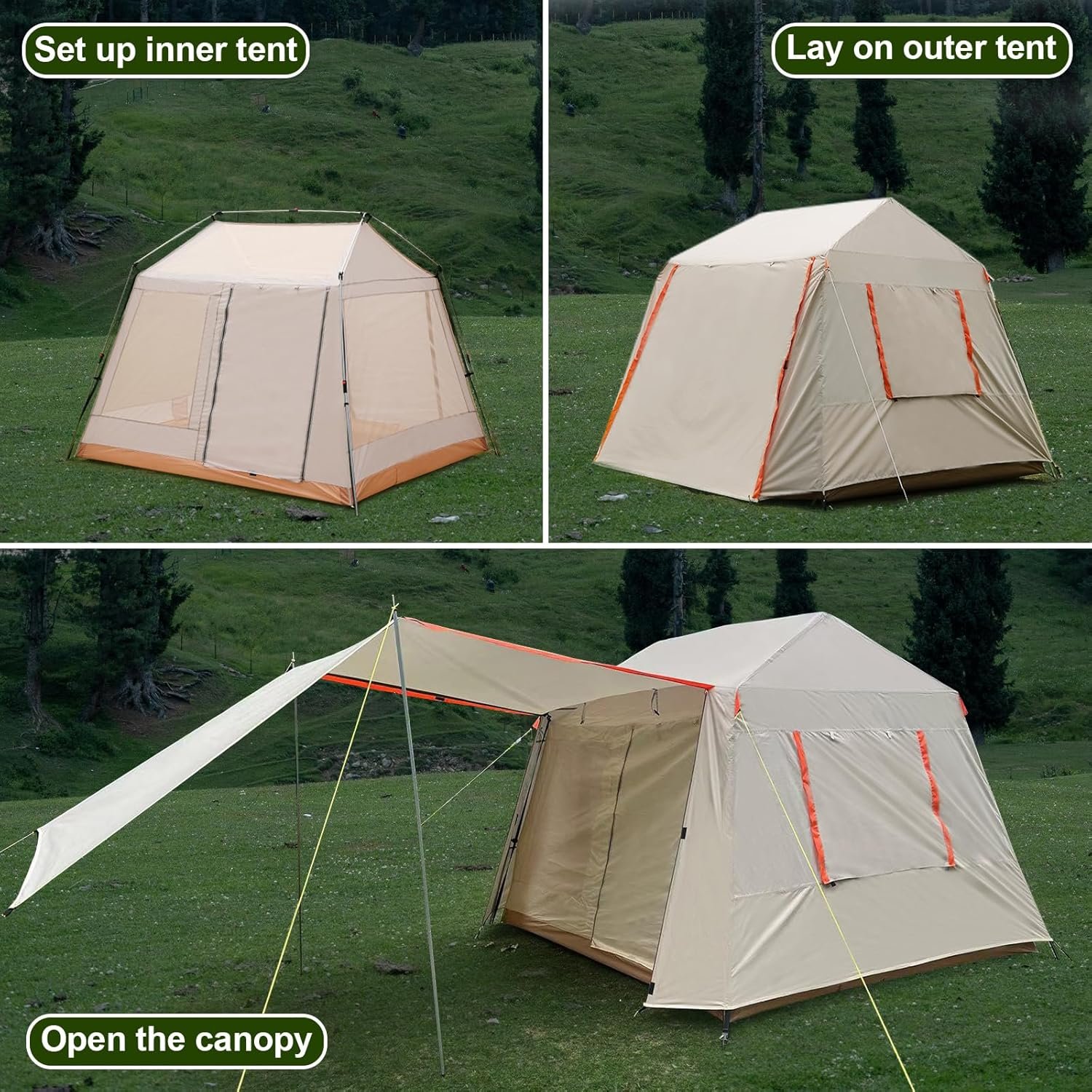 Camping Tent 2-4 Seats with Moisture Proof Cushion Pop Up Tent Ultralight UV Protected Waterproof Insulated for Backpacking, Hiking and More - Image 2