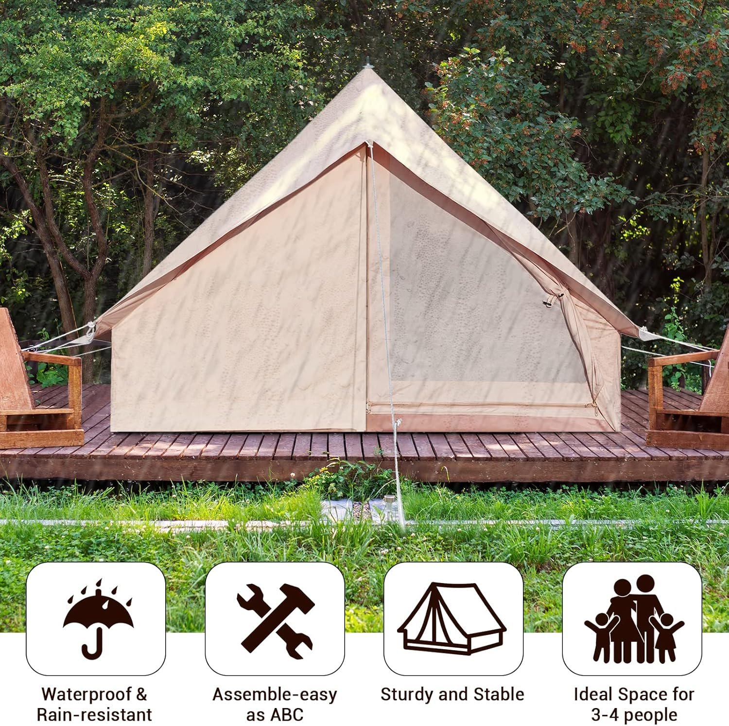 8/10 Person Camping Tent, Large 2 Room Family Tent with Weatherproof Instant Cabin Shelter with Rainfly & Carry Bag for Backpacking Hiking Car Traveling… - Image 2